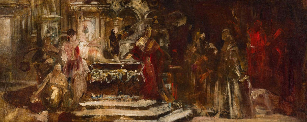 Hans Makart ( 1840-1884) ou son entourage Cour vénitienne avec personnages, Vers 1875-photo-2