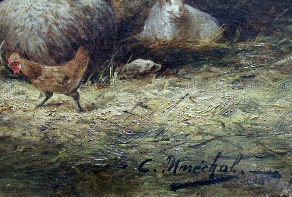 Moutons et poules dans une grange par Charles Maréchal (1865 - vers 1931)-photo-5