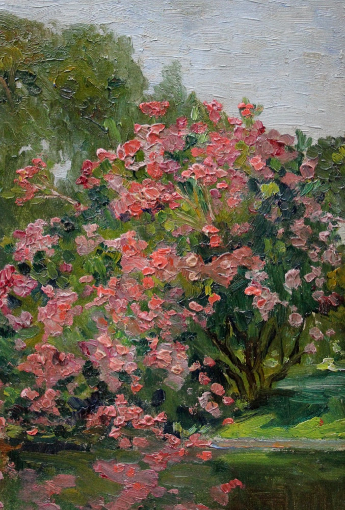 Louis Valtat (french 1869-1952), Attr. To   Landscape With Flowering Bush At The Lake-photo-4