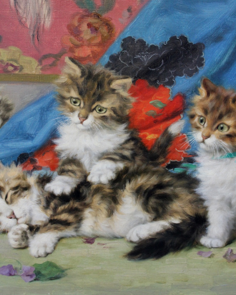 Chat et 3 chatons par Daniel Merlin (Français, 1861 - 1933)-photo-1