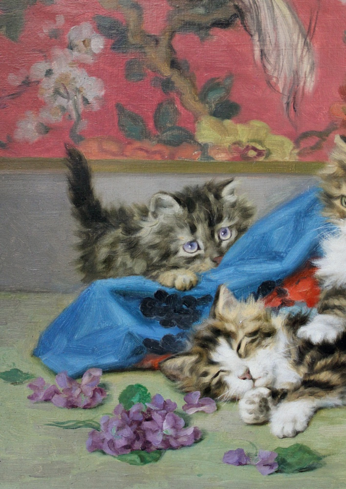 Chat et 3 chatons par Daniel Merlin (Français, 1861 - 1933)-photo-2