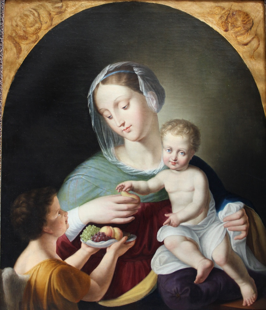 Virgin And Child With Angel, By A German Or Italian Painter, Late 18th Century-photo-2