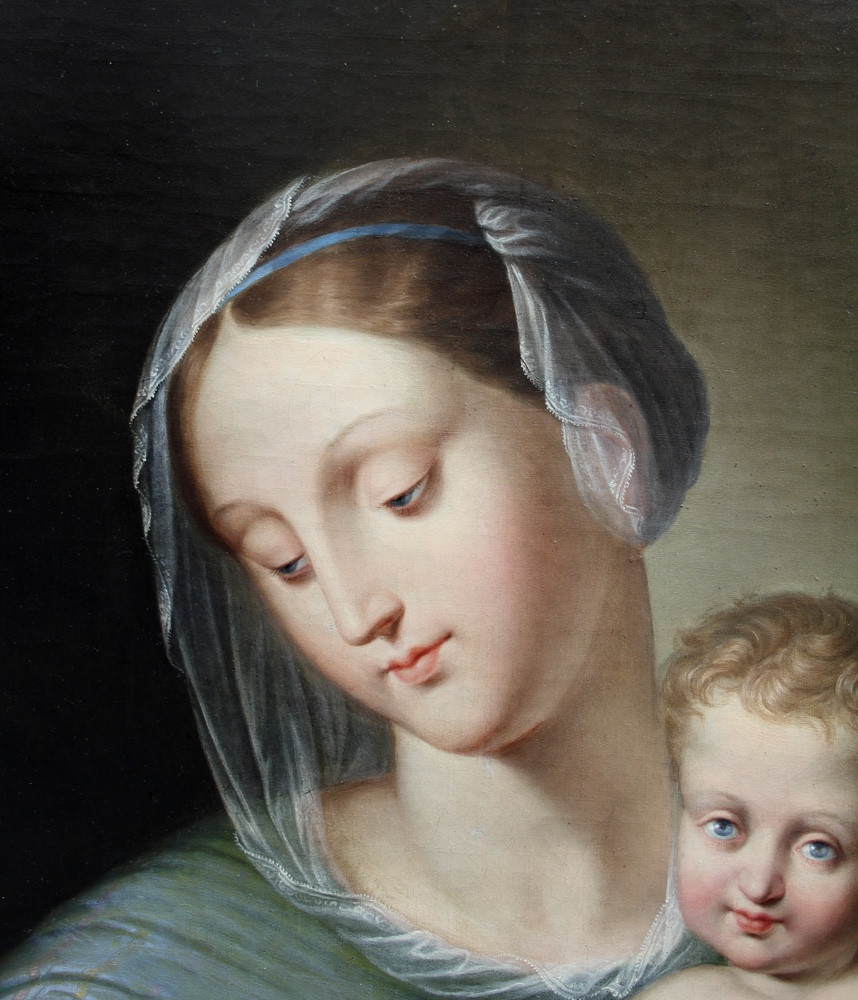 Virgin And Child With Angel, By A German Or Italian Painter, Late 18th Century-photo-4