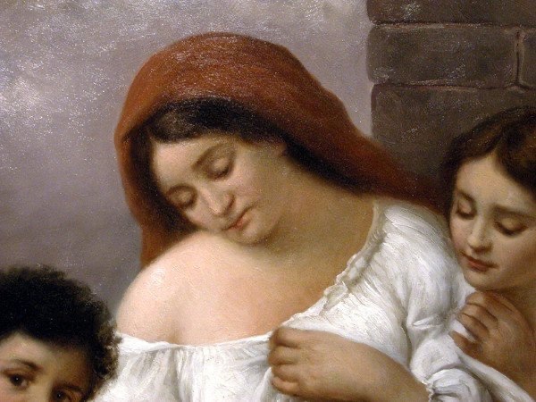 Mère Aux Enfants, Ecole Italienne Vers 1900-photo-2