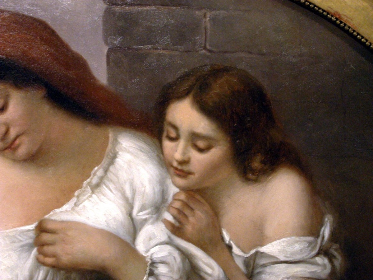 Mère Aux Enfants, Ecole Italienne Vers 1900-photo-4