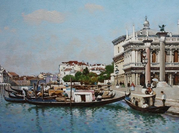 Venise, Vue De La Place Saint-marc Par Joszef Herczeg (hongrois, Né En 1958)-photo-4