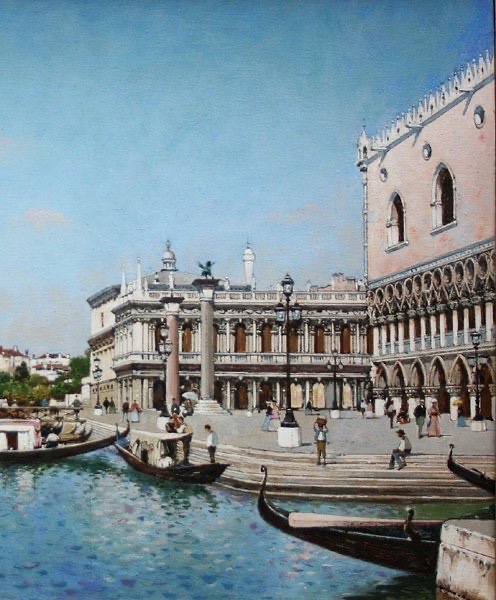 Venise, Vue De La Place Saint-marc Par Joszef Herczeg (hongrois, Né En 1958)-photo-1