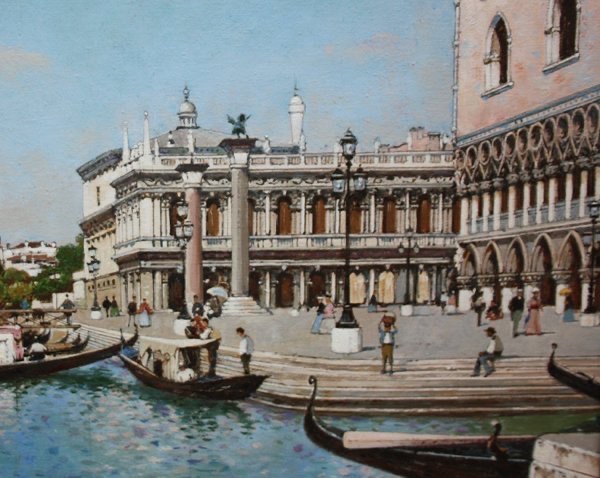 Venise, Vue De La Place Saint-marc Par Joszef Herczeg (hongrois, Né En 1958)-photo-2