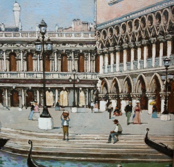 Venise, Vue De La Place Saint-marc Par Joszef Herczeg (hongrois, Né En 1958)-photo-3