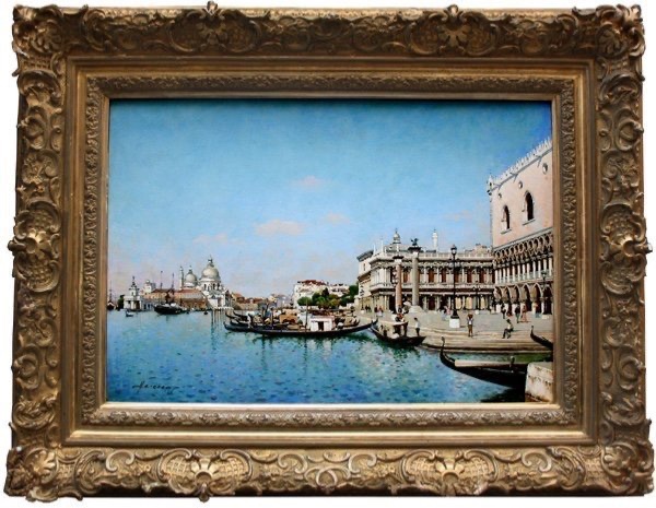 Venise, Vue De La Place Saint-marc Par Joszef Herczeg (hongrois, Né En 1958)