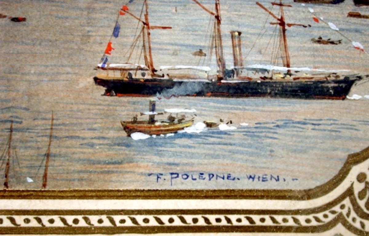 5 Views Of Istanbul By Franz Poledne (austrian 1873-1932), Original Watercolours-photo-2