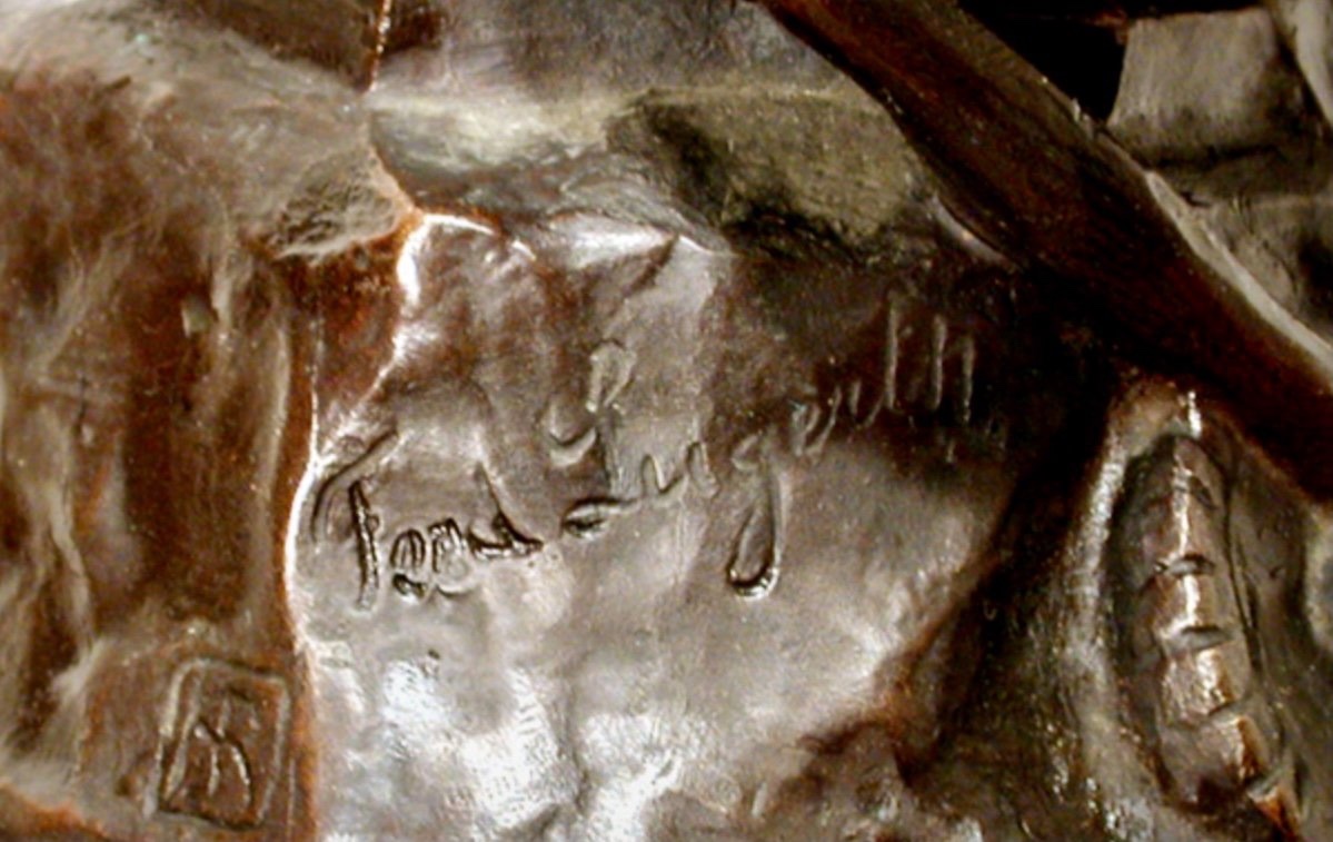 Allegory Of Labour, Bronze Sculpture By Ferdinand Luegerth (austrian 1885-1915)-photo-3