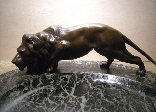 Bronze de Vienne, Début du XXe Siècle, Bol de cartes  de visite avec lion-photo-2