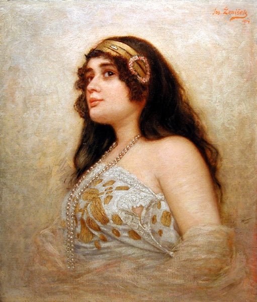A Young Beauty By Josef Zenisek (czech, 1855-1944)-photo-2