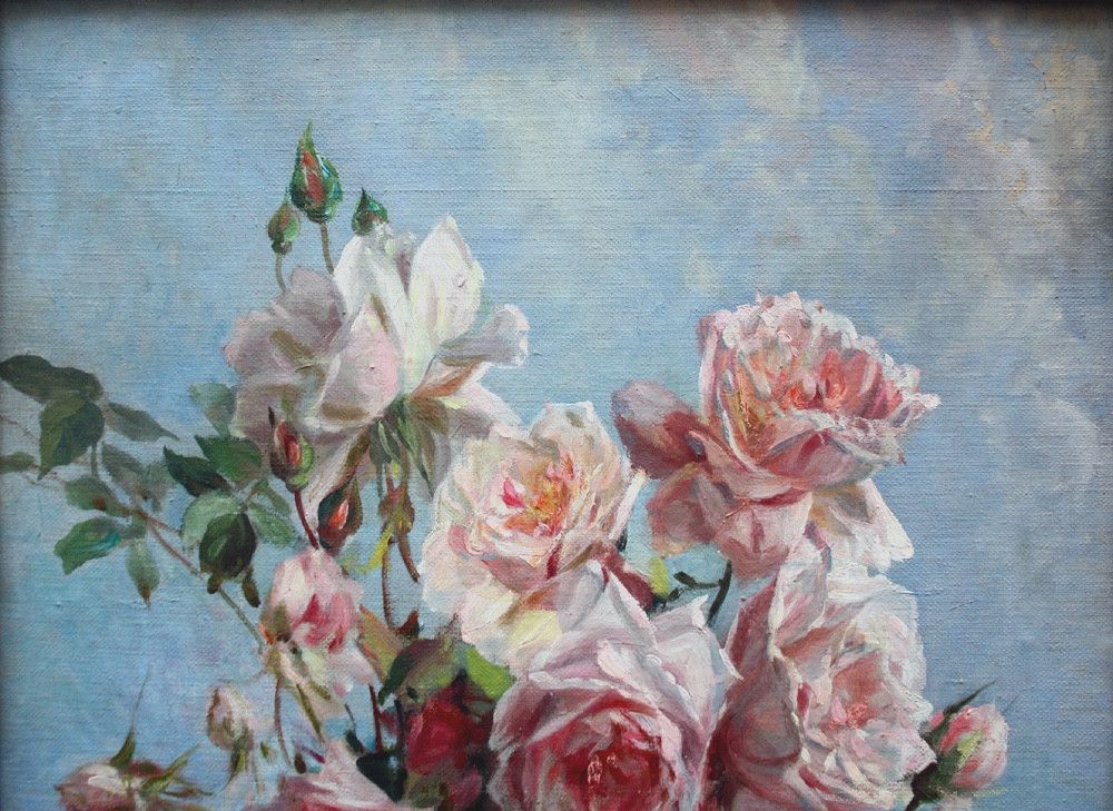 Roses By Licinio Barzanti (italian, 1857-1944)-photo-1