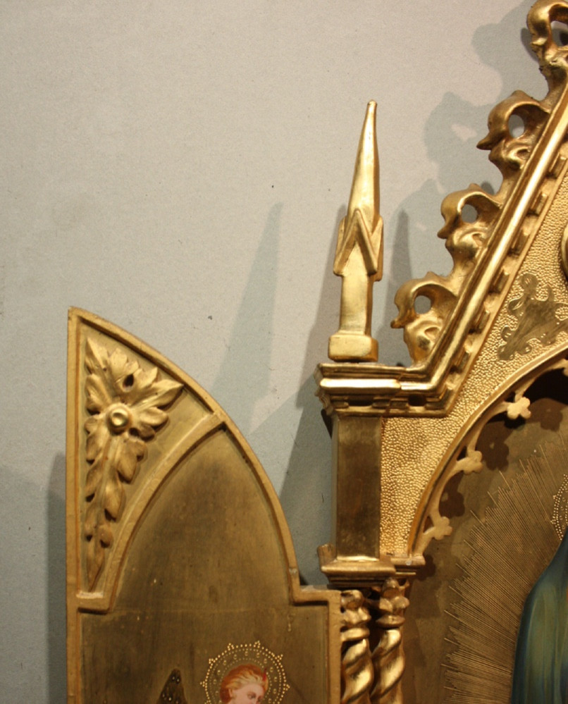 Altarpiece Triptych "virgin And Child With Angels" By Fra Angelico (1395-1455), Follower-photo-1