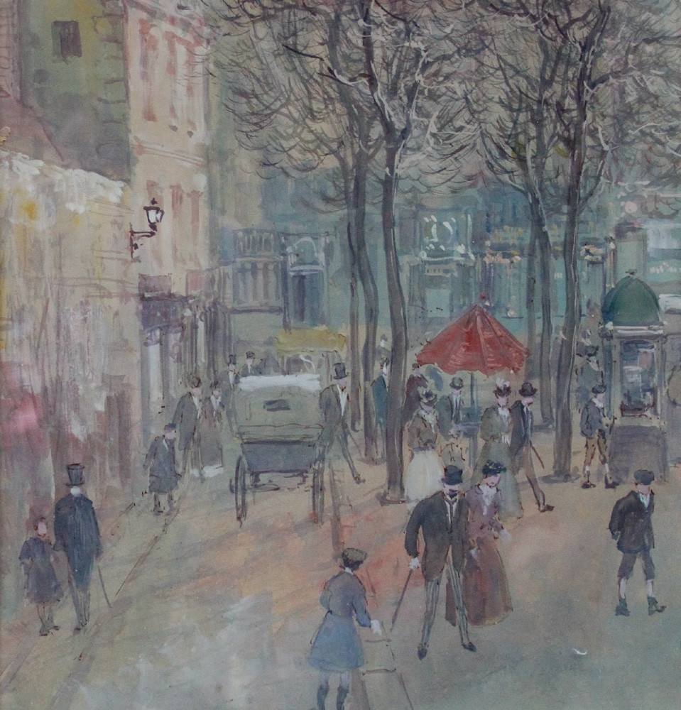 Street Scene In Paris By Henri Grenier (french, 1882 - 1940)-photo-1