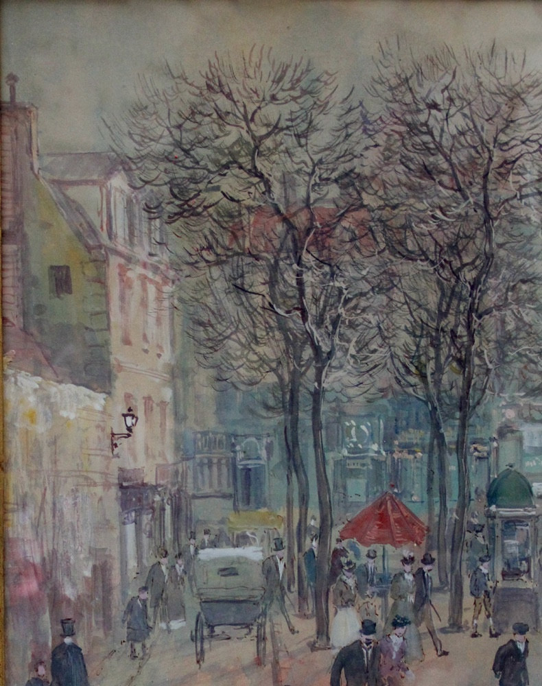 Street Scene In Paris By Henri Grenier (french, 1882 - 1940)-photo-3