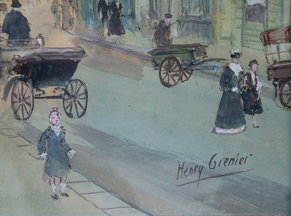 Street Scene In Paris By Henri Grenier (french, 1882 - 1940)-photo-5