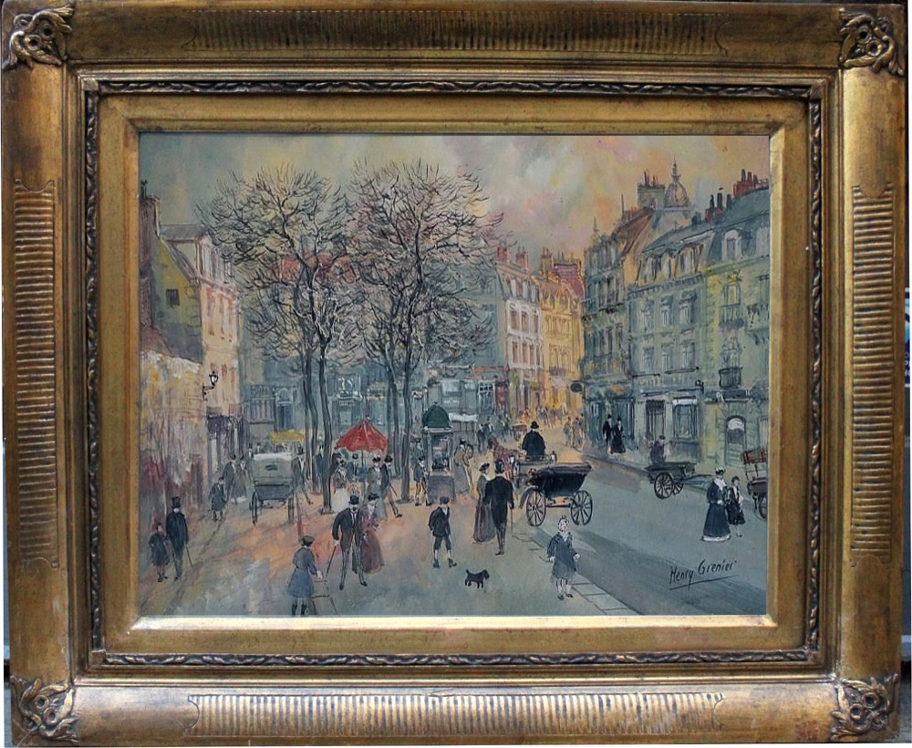 Street Scene In Paris By Henri Grenier (french, 1882 - 1940)