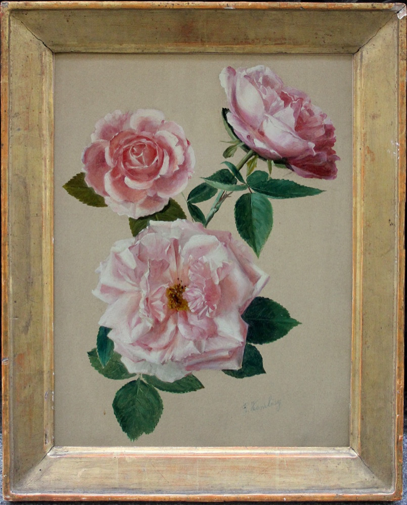 Oil Study Of A Bouquet Of Roses By Franz (ferenc) Komlósy (1817-1892)