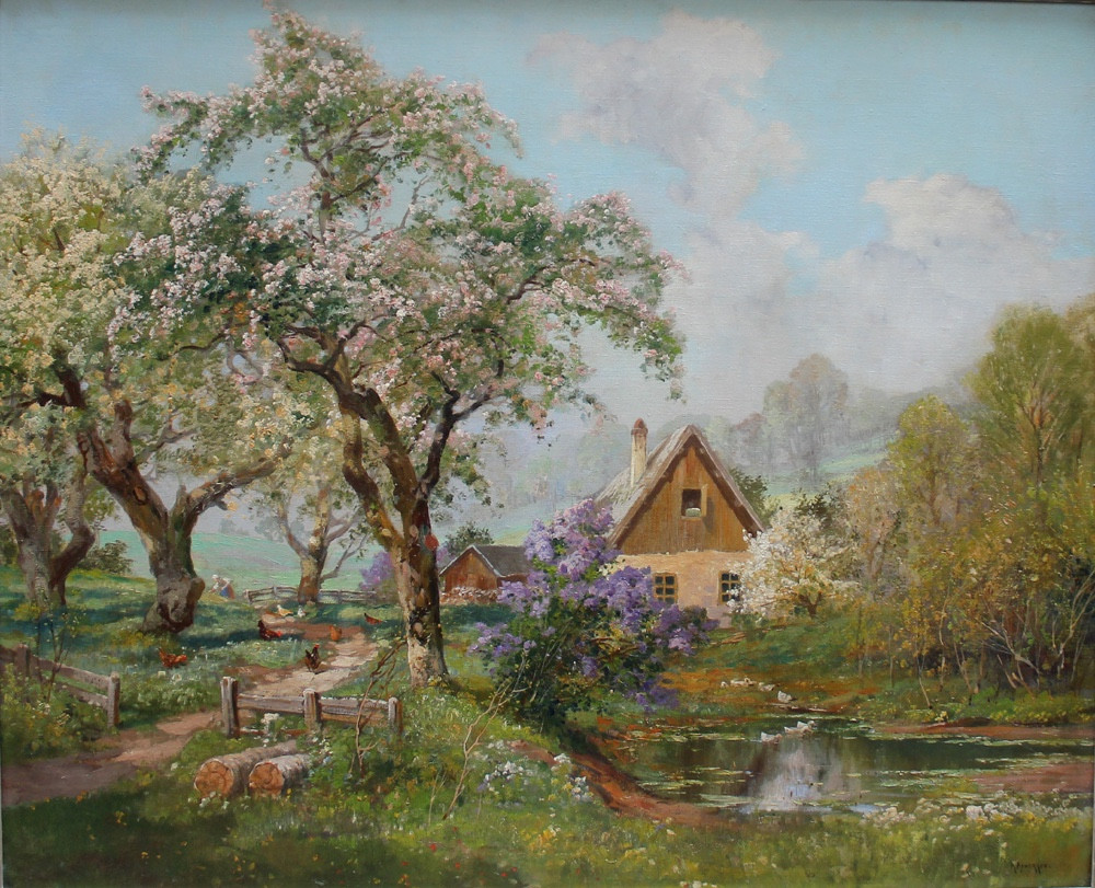 Spring In The Village By Alois Arnegger (1879-1967)-photo-2