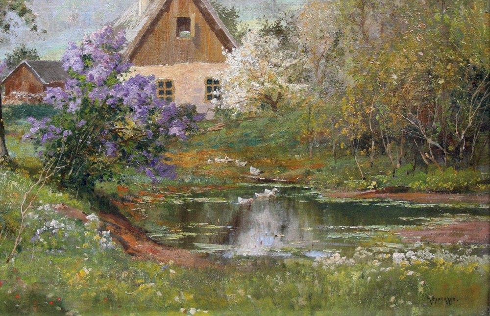 Spring In The Village By Alois Arnegger (1879-1967)-photo-5