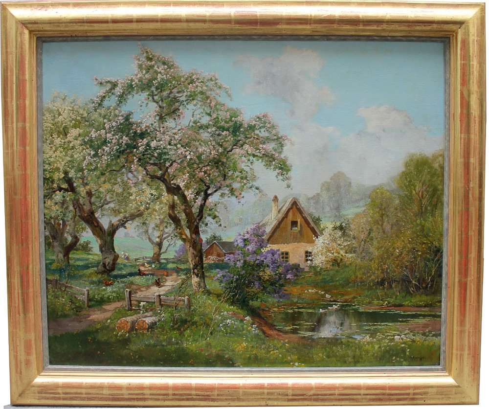 Spring In The Village By Alois Arnegger (1879-1967)