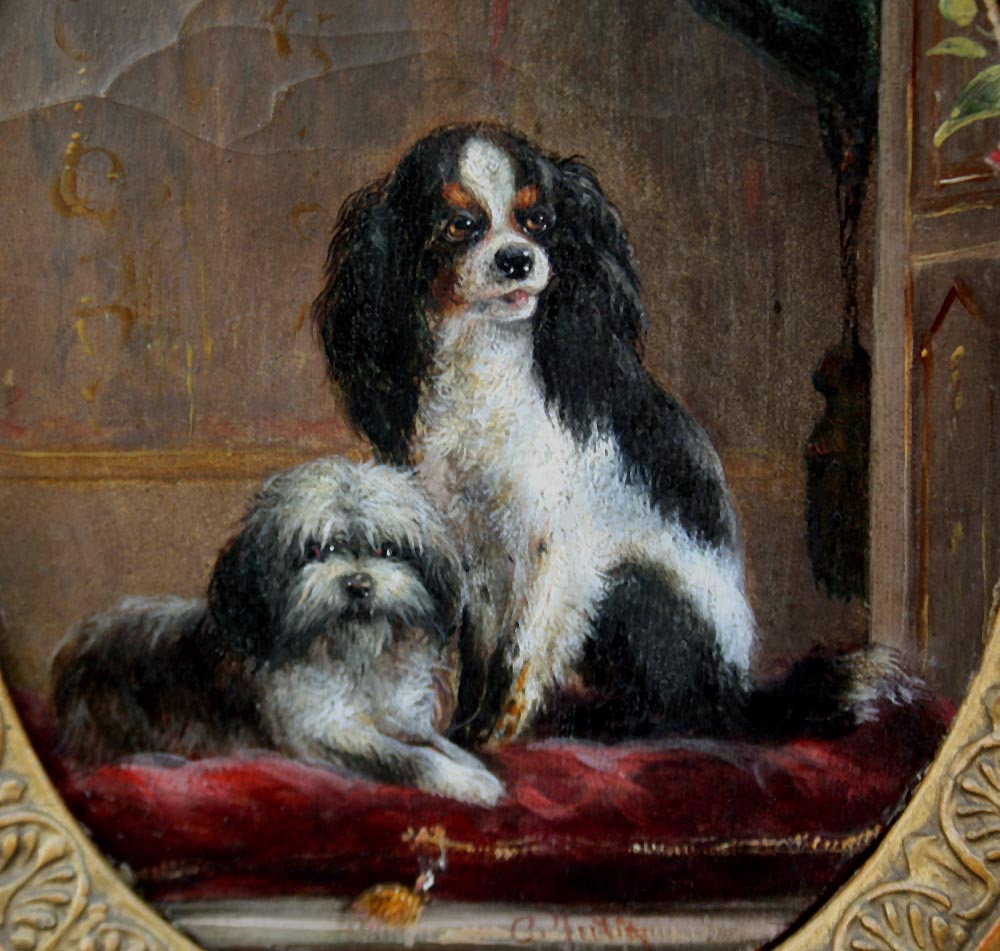Carl Jutz (1838 - 1916) Two Favorite Dogs-photo-3