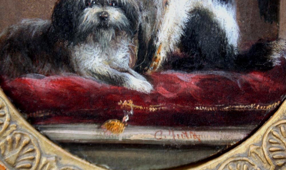 Carl Jutz (1838 - 1916) Two Favorite Dogs-photo-2