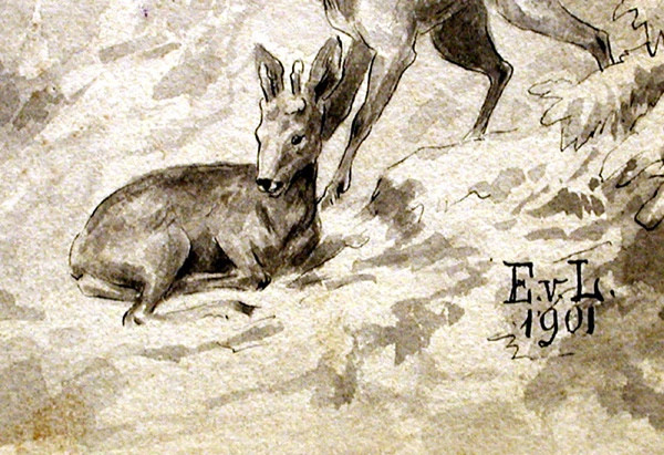 Original Watercolour Of A New Year's Postcard By Eduard Luttich Von Luttichheim (1844-1920)-photo-4