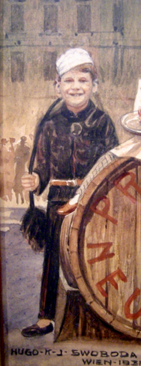 Happy New Year, Original Watercolor By Hugo Kj Swoboda (vienna, Dated 1931)-photo-4