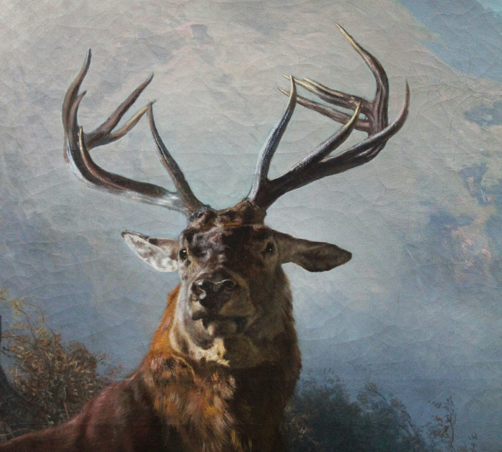 Monumental Hunting Painting “the Monarch Of The Glen” By Anton Schrödl (austrian 1823-1906)-photo-3