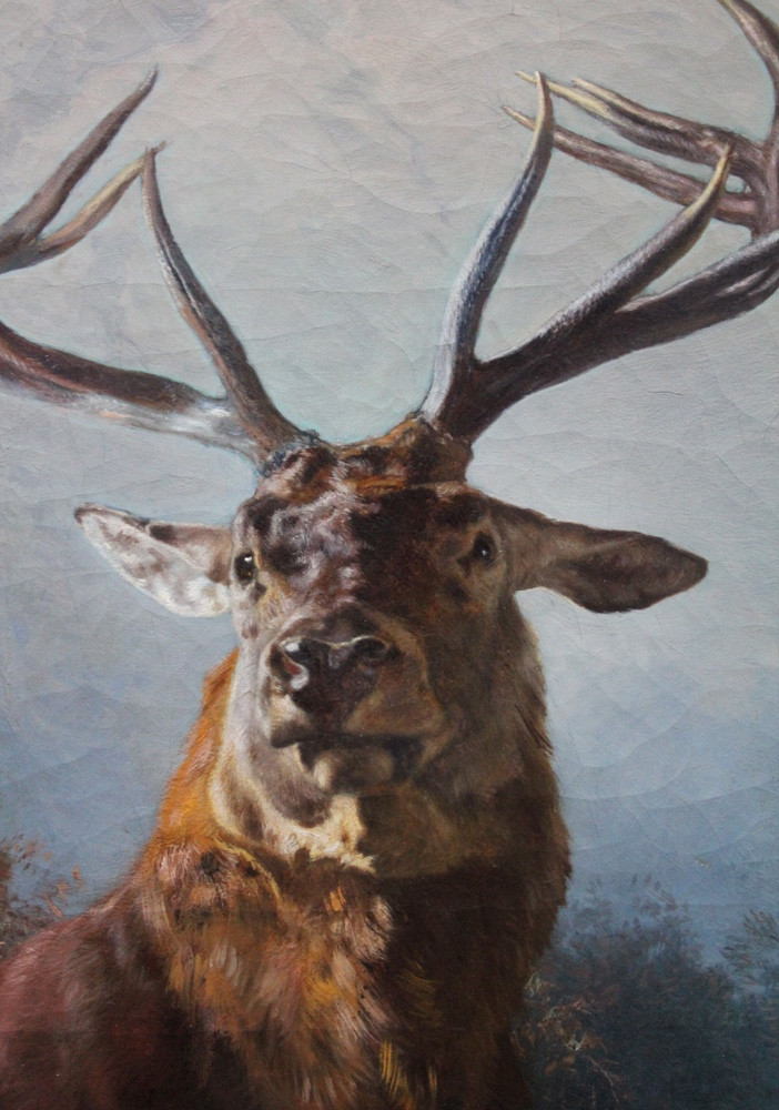 Monumental Hunting Painting “the Monarch Of The Glen” By Anton Schrödl (austrian 1823-1906)-photo-4