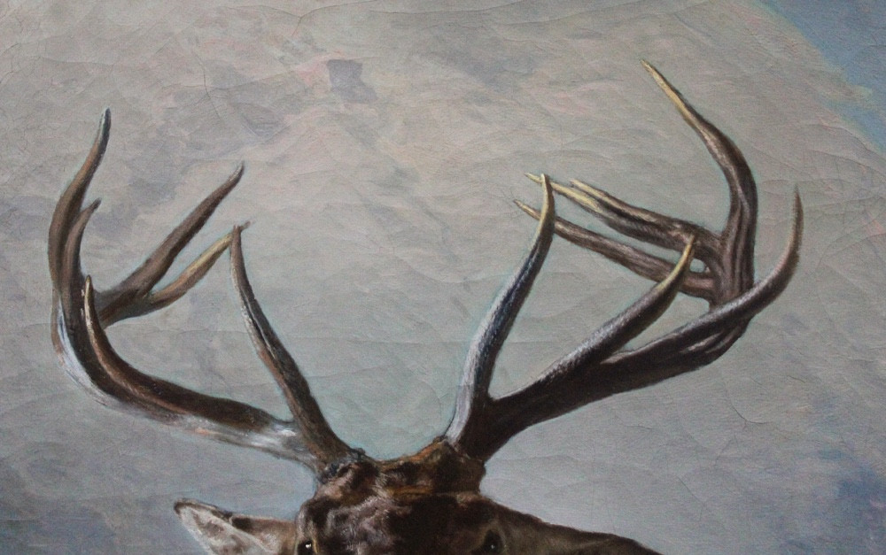 Monumental Hunting Painting “the Monarch Of The Glen” By Anton Schrödl (austrian 1823-1906)-photo-2