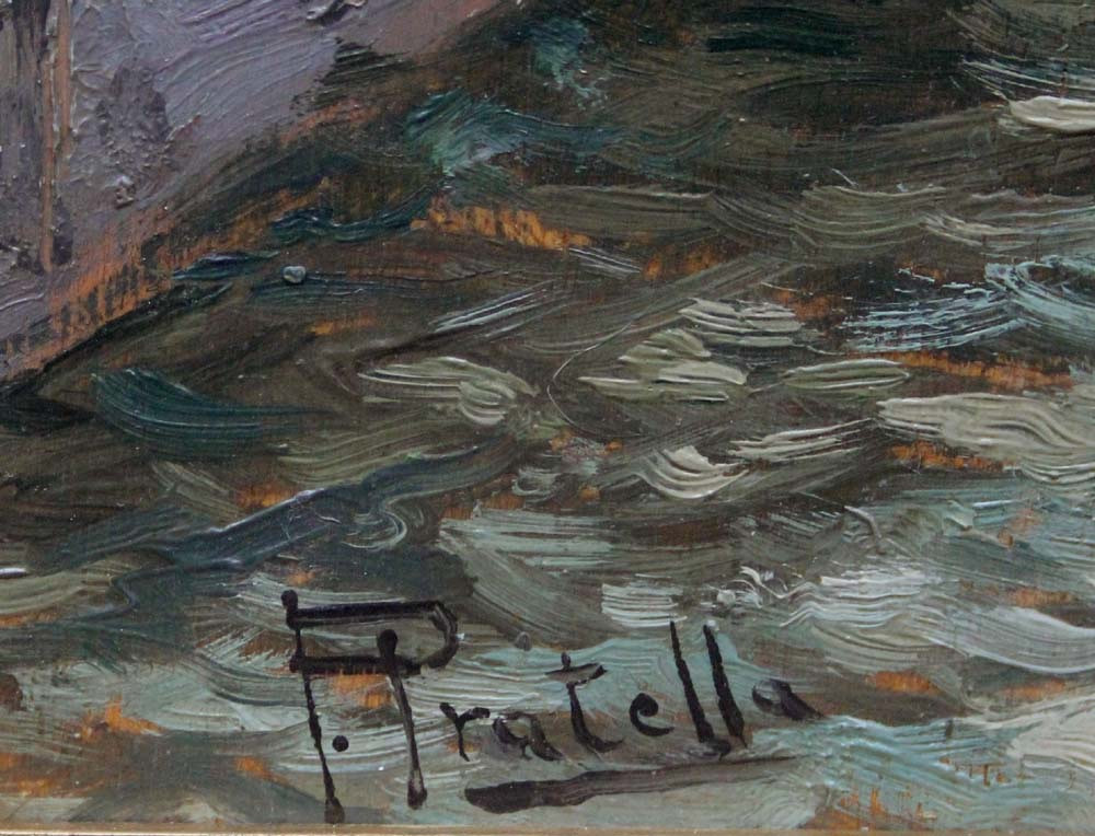 Paysage de montagne avec ferme au bord du lac par Ronzoni (italien, XIXe/XXe siècles)-photo-2