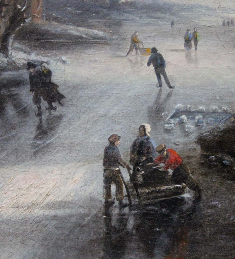Village avec des patineurs sur un canal gelé parAlexander Jos.Daiwaille (Pays-Bas, 1818 - 1888)-photo-1