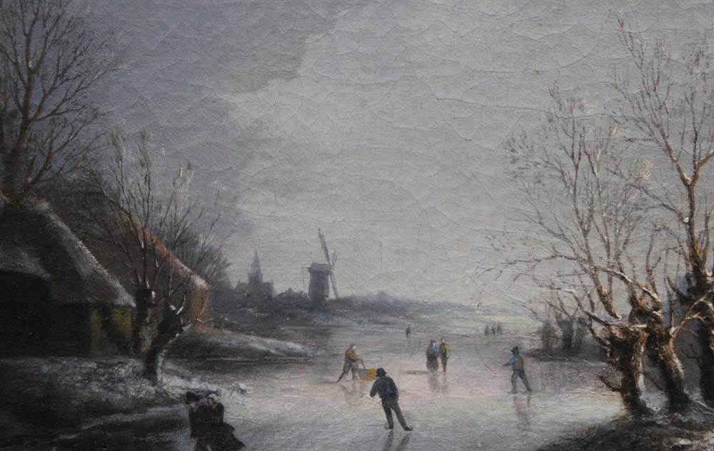Village avec des patineurs sur un canal gelé parAlexander Jos.Daiwaille (Pays-Bas, 1818 - 1888)-photo-2