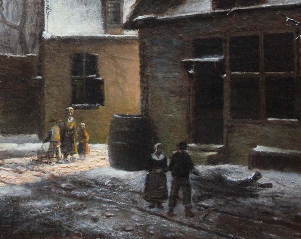 Village avec des patineurs sur un canal gelé parAlexander Jos.Daiwaille (Pays-Bas, 1818 - 1888)-photo-5