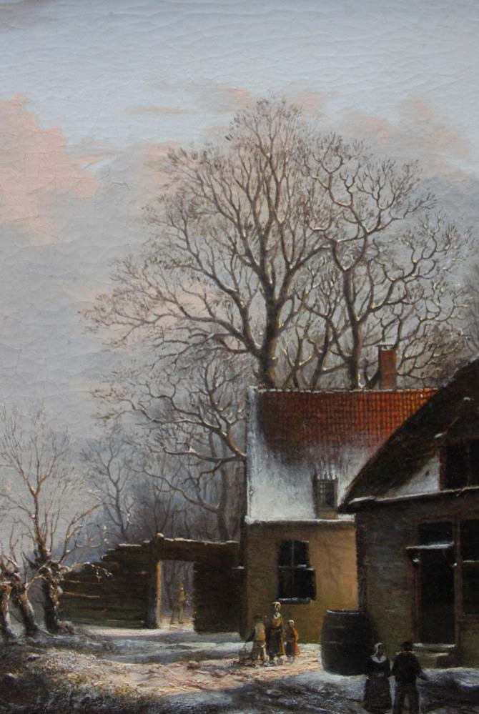 Village avec des patineurs sur un canal gelé parAlexander Jos.Daiwaille (Pays-Bas, 1818 - 1888)-photo-6