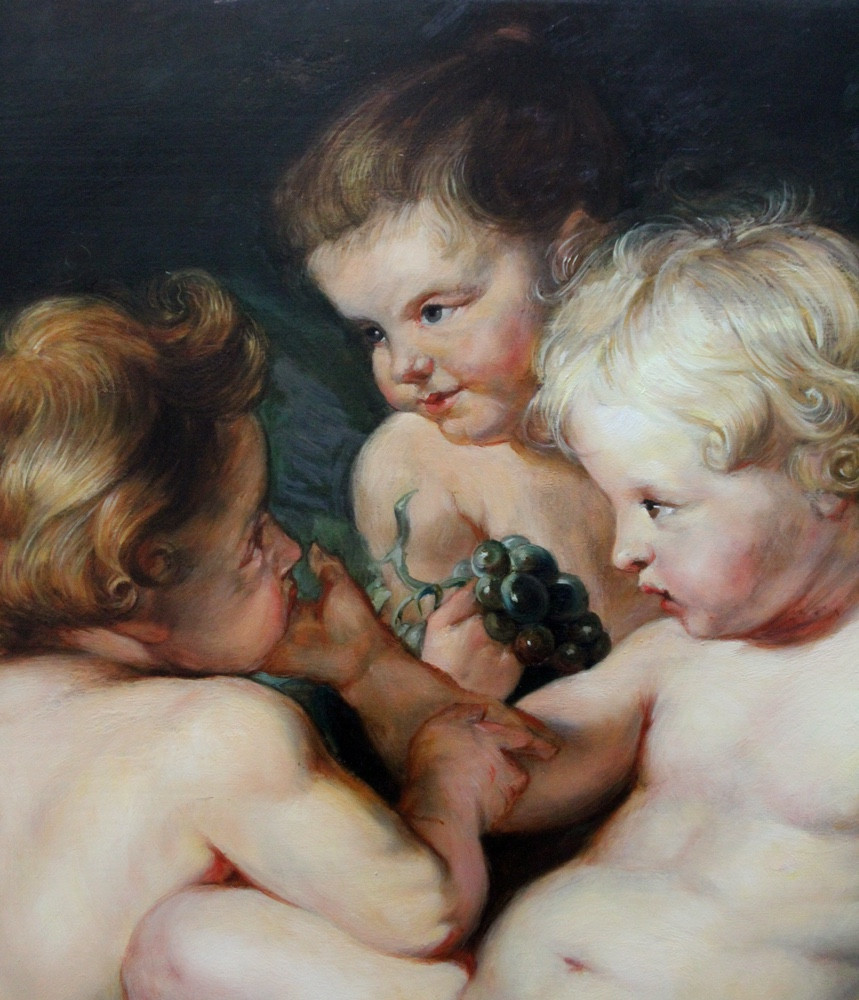 Le Christ et Jean-Baptiste enfants et deux anges, d'après Pierre Paul Rubens et Franz Snyders-photo-1
