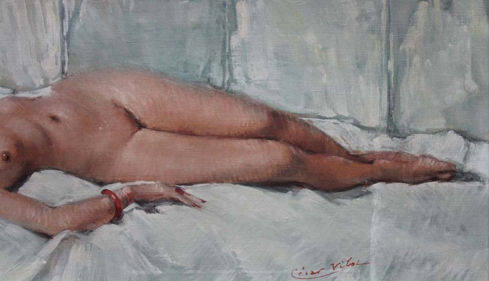 Reclining Nude By Cesare Vilot (school Of Paris, Born In 1900)-photo-3
