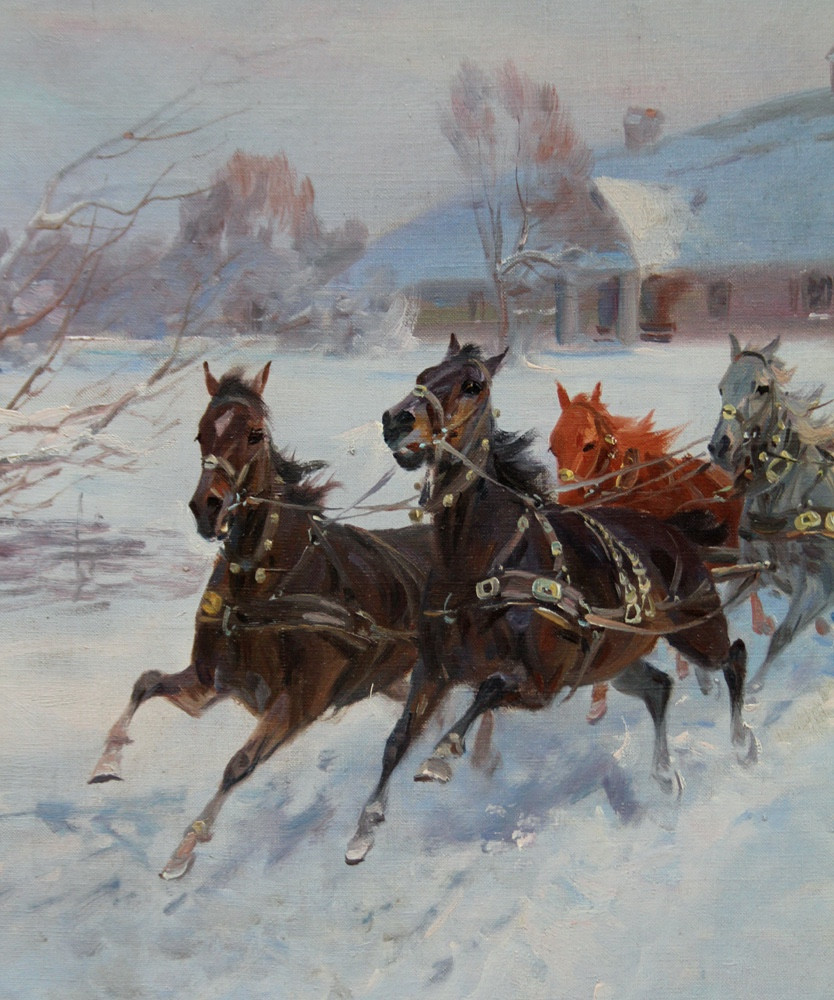 Sleigh Ride By Czeslaw Ignacy Wasilewski - Zygmuntowicz (polish, 1875 - 1947)-photo-4