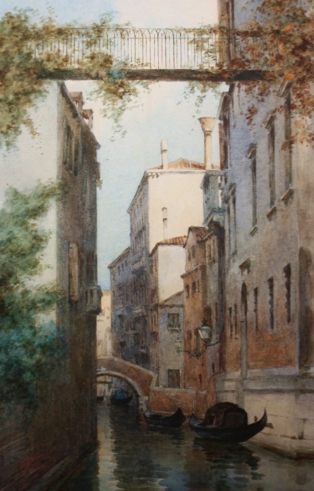 Paire de grandes aquarelles à motifs Vénitiens par Giuseppe Saletta, Italien, fin du19e Siecle-photo-2