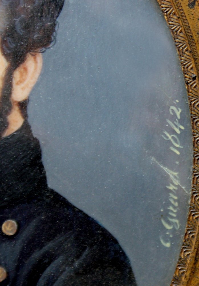 Portrait miniature d'un jeune marin par Ernest Joseph Angelon Girard ( Français, 1813 - 1898)-photo-2