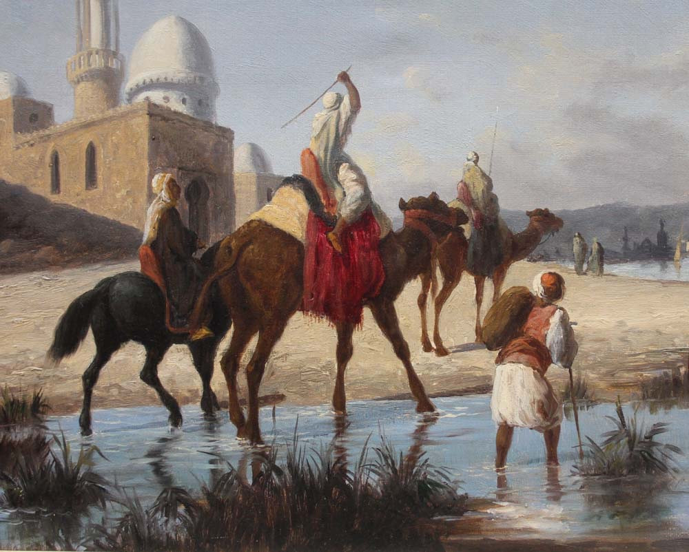 Caravan Stop At The Mosque By Eugene Fromentin ( French Orientalist, 1820-1876)-photo-4