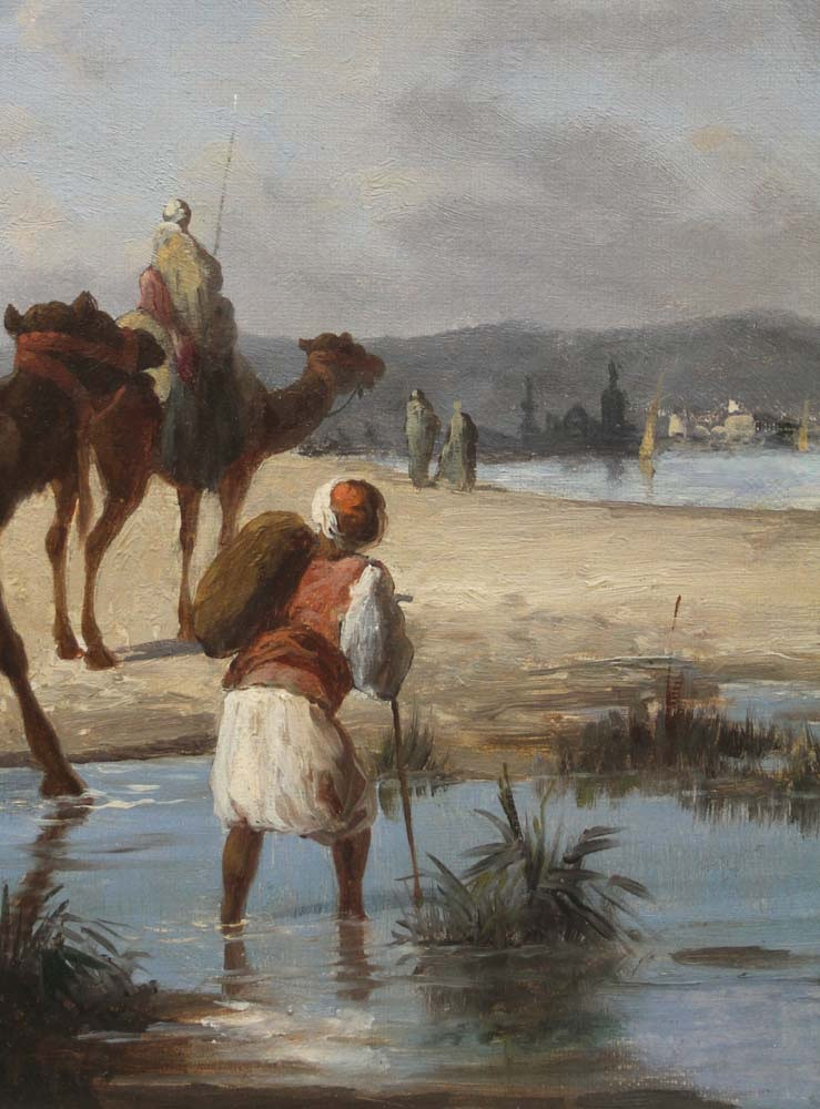 Caravan Stop At The Mosque By Eugene Fromentin ( French Orientalist, 1820-1876)-photo-2