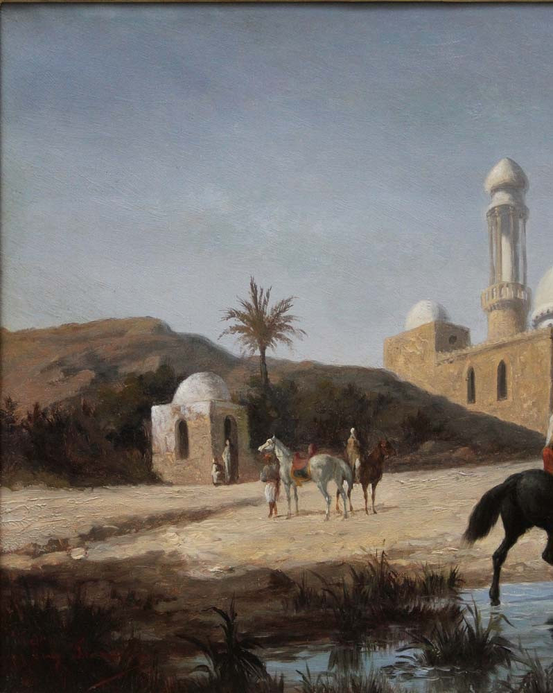 Caravan Stop At The Mosque By Eugene Fromentin ( French Orientalist, 1820-1876)-photo-3