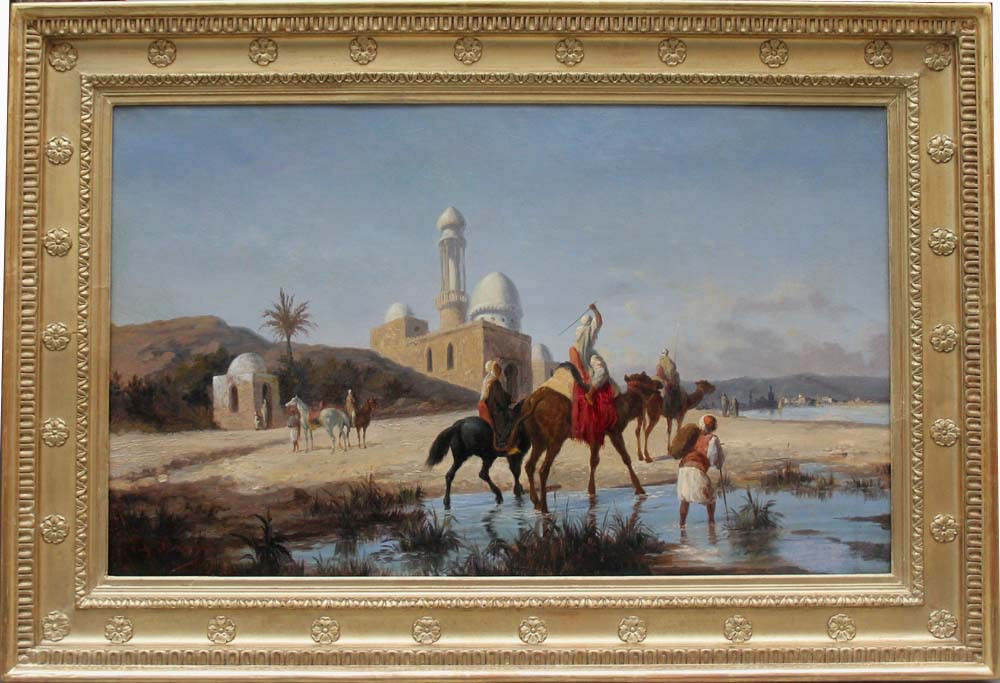 Caravan Stop At The Mosque By Eugene Fromentin ( French Orientalist, 1820-1876)