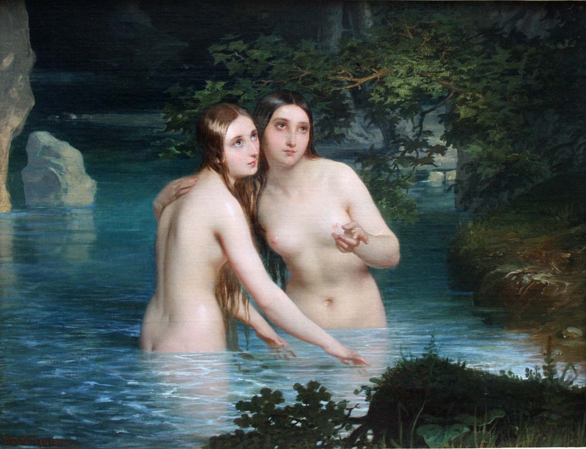 Baigneuses surprises par Mauro Conconi (Italien, 1815 - Milan - 1860)-photo-2